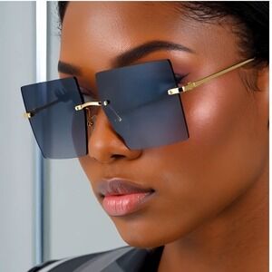Sunglasses Square Black Lens Gold Fashion Sun Glasses UV400 Lentes Gafas Mujeres